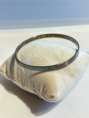 Sterling Silver Bangle Bracelet Hammered Metal Finish